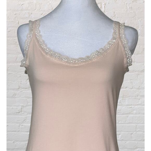 Vintage Y2K Sundance Pastel Peach Lace Trim Cami Tank Top Sz M Fairy Romantic - Picture 3 of 7
